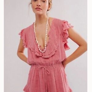 Free People Naya Romper in rose pink
